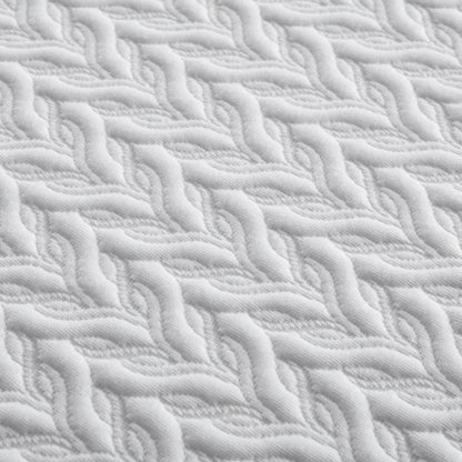 Close-up view of the material on the Beautyrest Select hybrid mattress ||feel: Firm