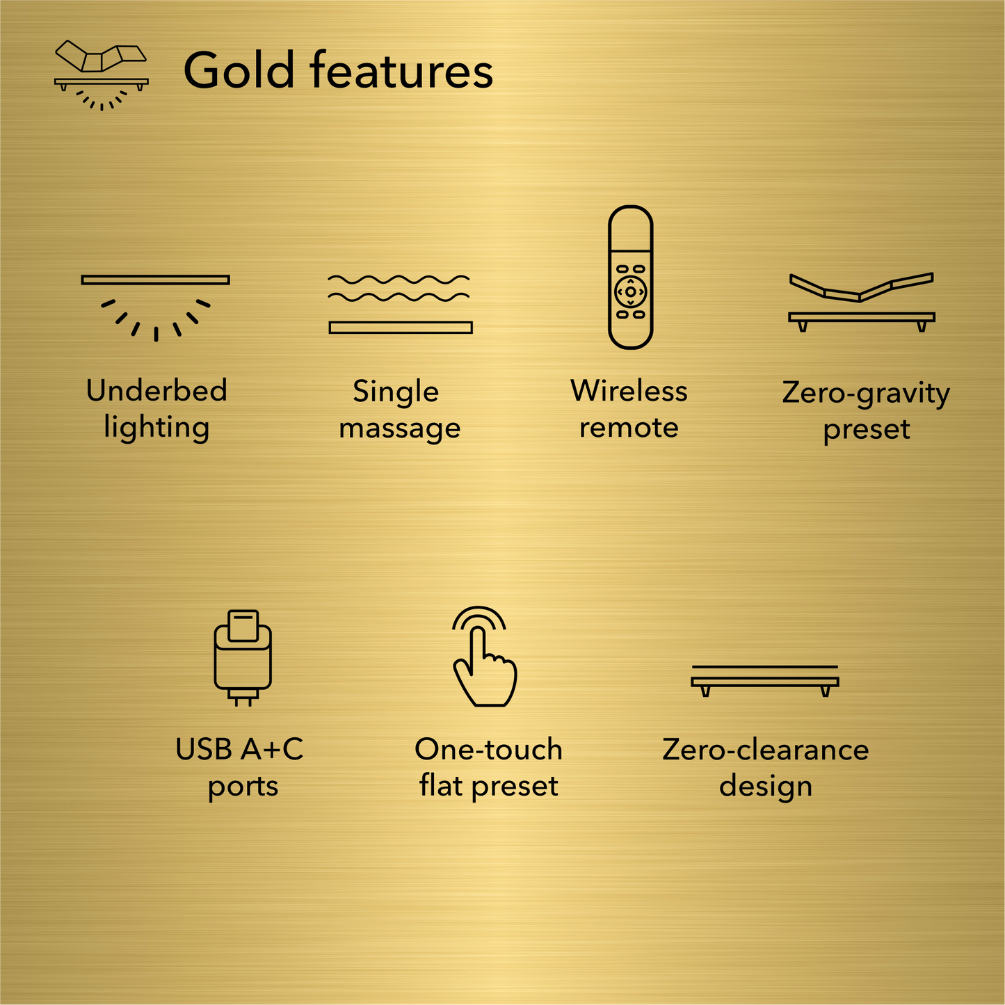 Diagram of Baselogic Gold Adjustable Base showing its features || level: Gold