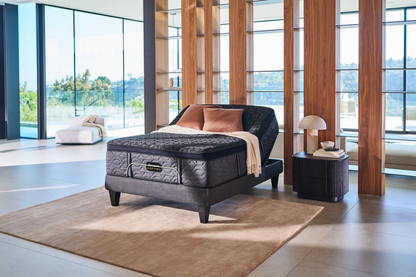 Beautyrest Black mattress sitting in a Beautyrest Black Luxury Base slightly elevated at the top