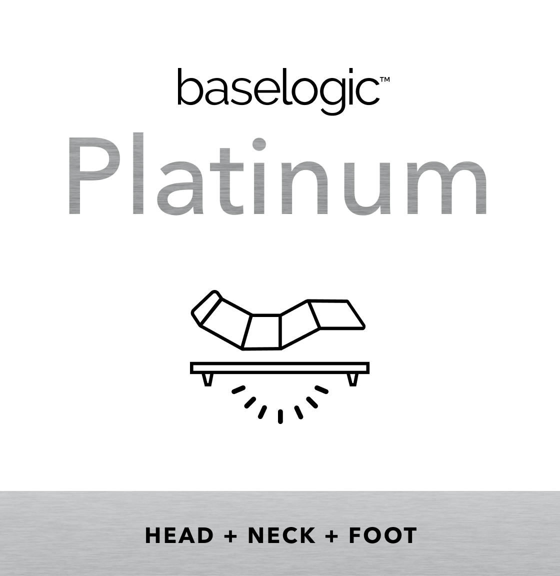 baselogic Platinum model iconography with "head + neck + foot" text below it.