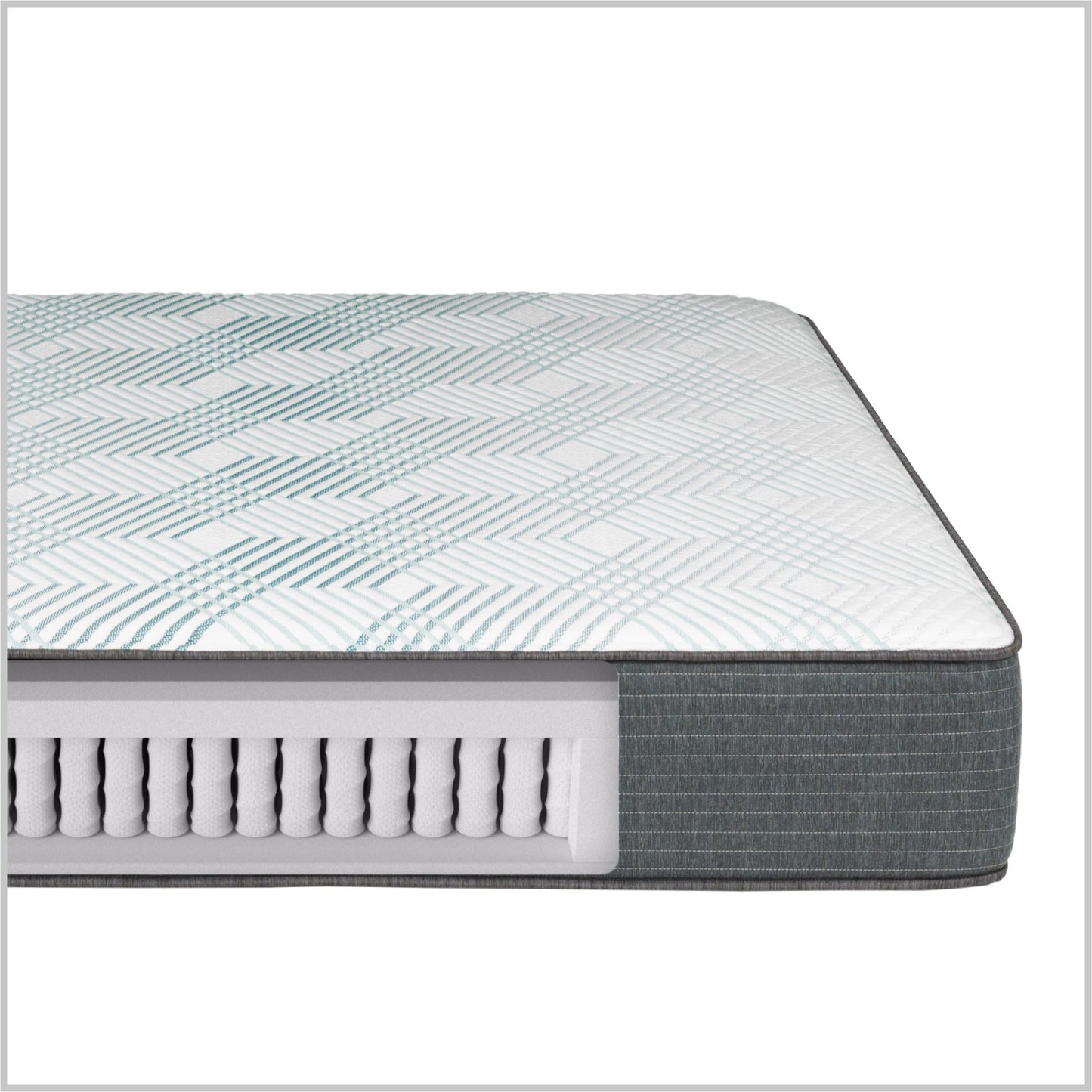 Diagram showing the material inside the Beautyrest PressureSmart mattress||feel: firm||series: hybrid